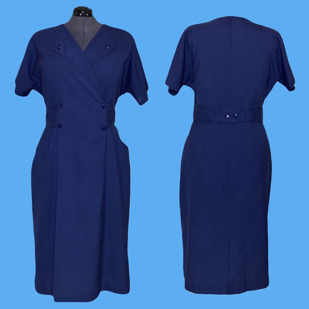 Vintage 90’s Navy Fitted Nautical Dress Shoulder Pads